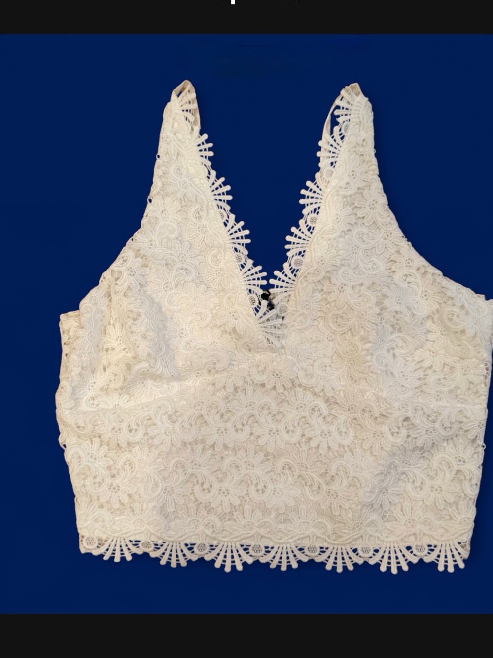 Lucy Paris White Lace V-Neck Cropped Camisole - Picture 2 of 6